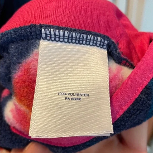 Lands' End Navy and Pink Floral Fleece Pullover Size L - Picture 9 of 9